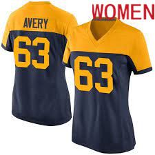 Women Green Bay Packers 63 Josh Avery Blue Nike Limited Player NFL Jersey